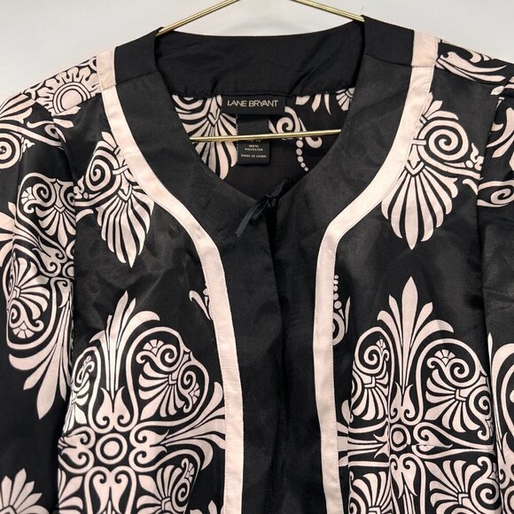 Lane Bryant Plus Black/White Satin Tunic/Blouse - Picture 3 of 7